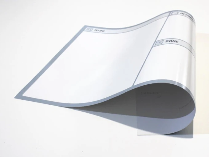 Lean 117 dry-erase board - Rectangular design with sections for notes.