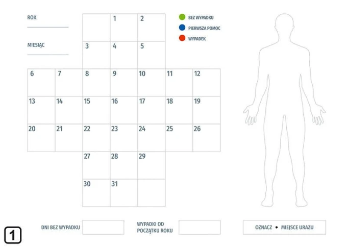 Safety cross dry-erase board Lean 120 - Graphic design. Grid with calendar and fields for marking days.