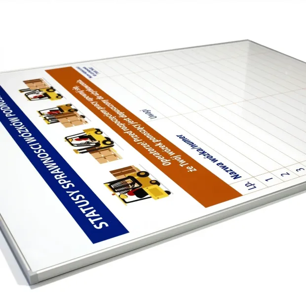 Magnetic whiteboard in an aluminum frame with custom print - Graphic design. The image shows