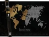 Scratch-off world map Loft Black - Features continent outlines in gold and white on a black background.