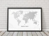 World scratch map Loft white - Graphic design featuring country outlines in shades of gray on a white background.