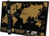 Scratch-off World Map VIP - Graphic design. World map in shades of black and gold with continent names.