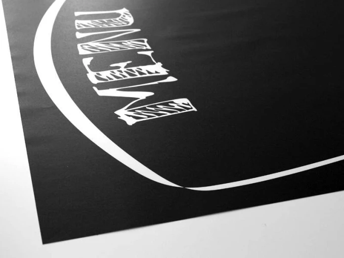 Chalkboard menu sign 004 - Graphic design. Black background with white "MENU" in a stylish font.