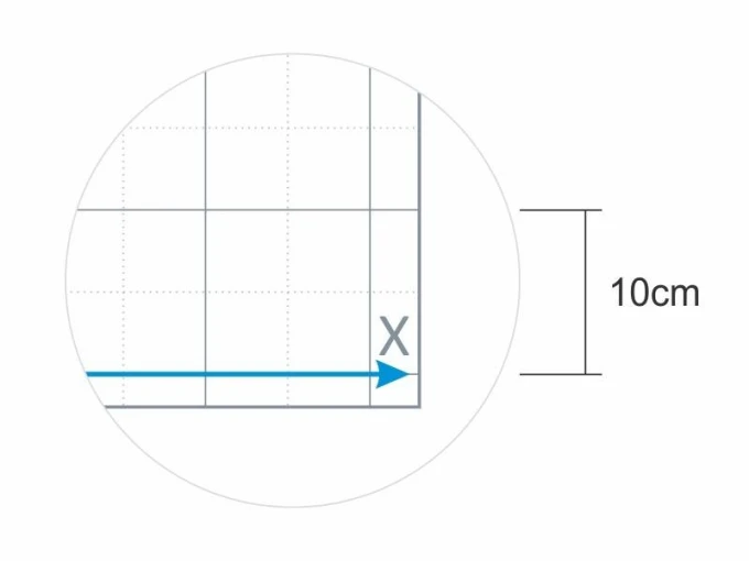 Magnetic dry-erase overlay with coordinate grid design. Features a square grid and an indicating arrow.