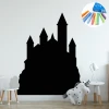 Chalk sticker for kids featuring a castle, perfect for bright children\'s rooms with minimalist furniture.