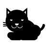 Chalkboard sticker for kids featuring a black cat in a lying position with clear outlines and simple design.