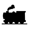 Chalk sticker for kids featuring a black train with smoke and wheels.