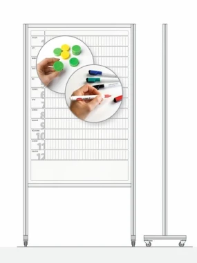 Mobile magnetic screen with graphic print - Colorful circular elements on a white background.