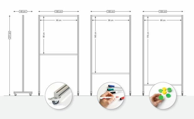 Mobile magnetic screen - Graphic design featuring rectangular shapes and elements related to board usage.