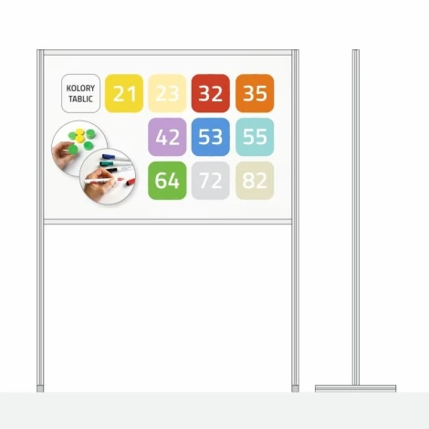 Magnetic dry-erase freestanding board in various colors - horizontal layout - graphic design.