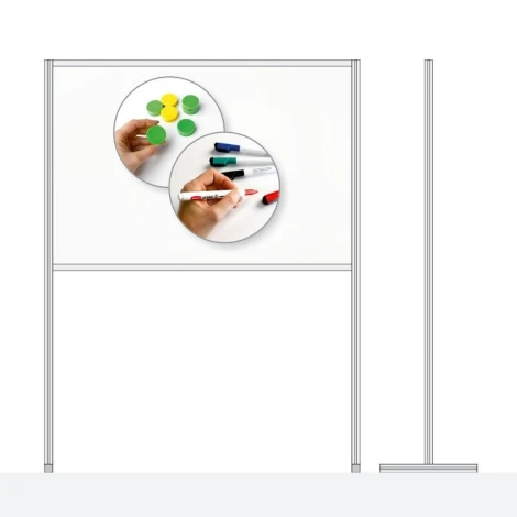 Magnetic dry-erase standing board - horizontal - Graphic design with colorful elements on a white background.