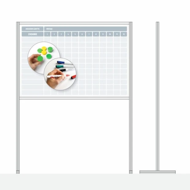 Magnetic dry-erase freestanding board with printed design - horizontal layout. Graphic pattern.