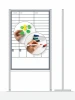 Freestanding magnetic whiteboard room divider with graphic print - features writing areas.