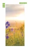 Mountain meadow door wallpaper FP 1723 - Graphic design featuring purple and yellow flowers against a sunset backdrop.