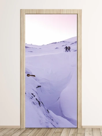 Mountain door wallpaper FP 1838 - Hallway arrangement with light-colored walls and wooden flooring.