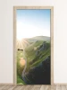Sunlit mountain door mural FP 4206 - Modern interior design with light-colored walls and wooden accents.