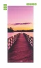 Sunset bridge wallpaper for doors FP 3178 - A graphic design featuring a wooden bridge leading to water.