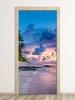 Tropical island door wallpaper FP 1523 - Living room decor with light-colored walls and wooden flooring.