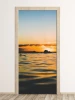 Sunset over the sea door mural FP 3490 - Graphic design featuring waves and a sunset.