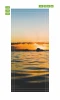 Sunset over the sea door mural FP 3490 - Graphic design featuring waves and a sunset scene.