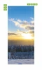 Winter sunset door mural FP 1940 - Graphic design featuring a sunset over a snowy forest.