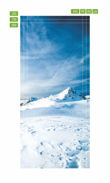Winter mountain landscape door mural FP 3133 - Features a graphic design of snowy peaks.