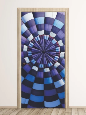 Balloon door mural FP 5817 - Graphic design featuring spiral stripes in shades of blue.