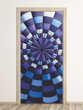 Balloon door mural FP 5817 - Graphic design featuring spiral stripes in shades of blue.