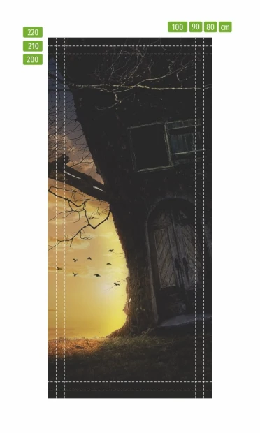 Treehouse door mural for kids FP 6013 - Graphic design featuring a treehouse with an open door.