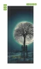 Kids\' door wallpaper FP 6009 - Graphic design featuring two children under a tree with a large moon in the background.