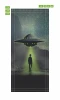 Kids\' door wallpaper UFO FP 6011 - Graphic design featuring a UFO with green lights against a night sky backdrop.