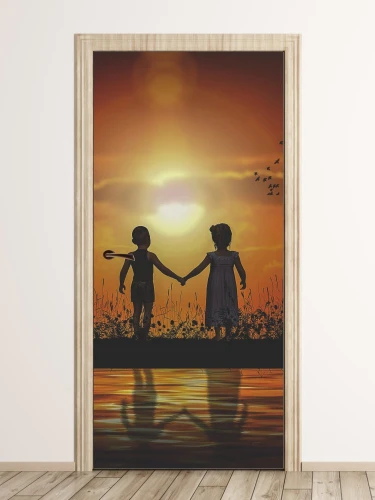 Wallpaper For Doors For Children'S Doors Sunset Fp 6014