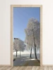 Winter fields door mural FP 5967 - Graphic design featuring a snow and ice-covered tree-lined road.