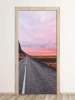 Wallpaper for doors featuring a canyon road FP 5377 - A graphic design of a road surrounded by rocks and sky.