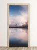 Mountain lake door wallpaper FP 5745 - Graphic design featuring a lake surrounded by pastel-colored mountains.