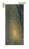 Forest dawn door mural FP 6027 - Graphic design featuring a misty tree-lined path.