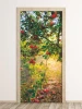 Apple tree door mural FP 6067 - Graphic design featuring a branch with red apples on a light background.