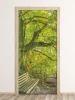 Park bench door mural FP 6043 - Bright room decor with beige walls and wooden floor.