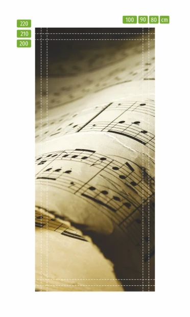 Door wallpaper notes 139 - Graphic design featuring musical notes on an open score.