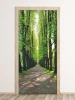 Park alley door wallpaper FP 6047 - Styled in a hallway with light-colored walls and wooden flooring.