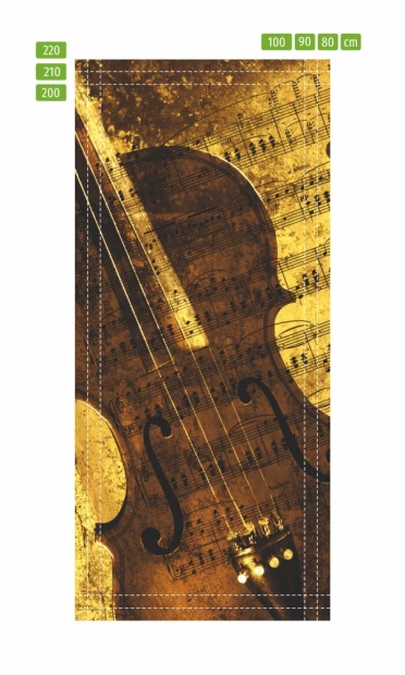 Door wallpaper violin 141 - Graphic design featuring violins against a musical notes background.