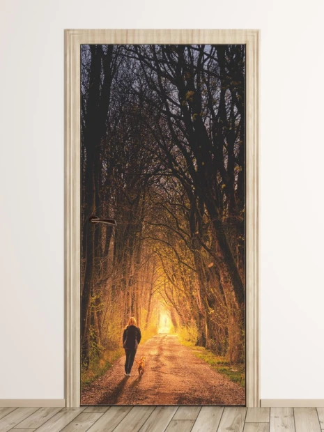 Door mural FP 6029 - hallway arrangement. Light-colored walls, wooden floor.