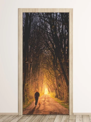 Door mural FP 6029 - hallway arrangement. Light-colored walls, wooden floor.