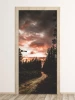 Sunset Door Mural FP 6032 - Graphic design featuring a forest path with a setting sun.