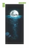 Fairy tale moon door mural FP 6098 - Graphic design featuring a moon over water with waves and a jellyfish in the background.