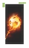 Football door mural FP 6090 - Graphic design featuring a soccer ball surrounded by flames on a dark background.