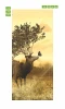 Deer with butterfly door mural FP 6093 - Graphic design featuring a stag among trees with a butterfly nearby.