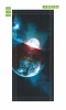 Space door mural FP 6101 - Graphic design featuring a planet with red details and a bright sun in the background.