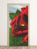 Rose door wallpaper FP 6102 - Graphic design featuring a vibrant red rose with an insect on the petals and green leaves.