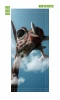 Giraffe door mural FP 6091 - Graphic design featuring a giraffe with large eyes against a cloudy sky background.